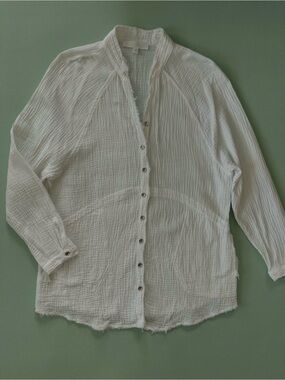 Adyson Parker White Gauze Button-Up Top